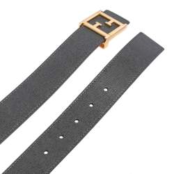 مملوكة مسبقًا حزام فندي جلد رصاصي بإبزيم FF شعار الماركة 90 سم  