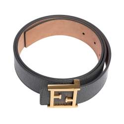 مملوكة مسبقًا حزام فندي جلد رصاصي بإبزيم FF شعار الماركة 90 سم  