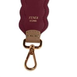 Pre Owned Fendi Beige/Green Leather Faux Pearl Embellished Strap You Shoulder Bag Strap