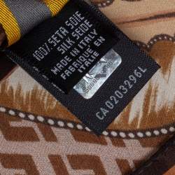مملوكة مسبقًا Fendi Brown Zucca Monogram Floral Printed Silk Scarf