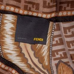 مملوكة مسبقًا Fendi Brown Zucca Monogram Floral Printed Silk Scarf