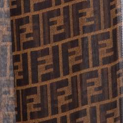مملوكة مسبقًا Fendi Brown Zucca Monogram Paneled Silk Scarf