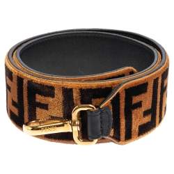 مملوكة مسبقًا Fendi Brown/Black Zucca Velvet Strap You Shoulder Bag Strap