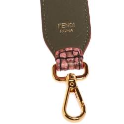 Pre Owned Fendi Pink/Black Python Strap You Shoulder Bag Strap