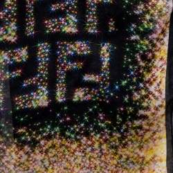 Pre Owned Fendi Black Sparkle Logo Monogram Silk Scarf