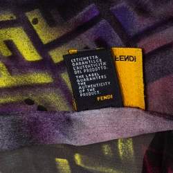 Pre Owned Fendi Multicolor Logo Monogram Silk Scarf