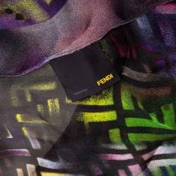 Pre Owned Fendi Multicolor Logo Monogram Silk Scarf
