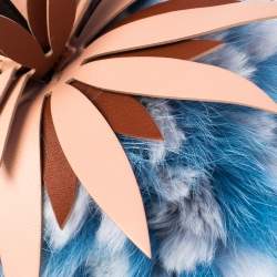 Pre Owned Fendi Blue Fur & Leather Pineapple Bag Charm