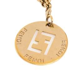Pre Owned Fendi Collana Identification FF Gold Tone Pendant Necklace