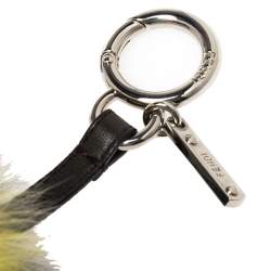Pre Owned Fendi Grey Fox Fur Alphabet Pom-Pom Bag Charm