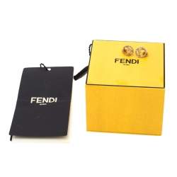 Fendi F is Fendi Crystal Gold Tone Stud Earrings