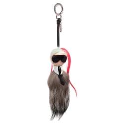Pre Owned Fendi Multicolor Fur and Leather Karlito Bag Charm