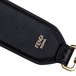 Pre Owned Fendi Black Zucca Embossed Leather Strap You Shoulder Bag Strap