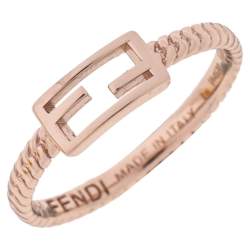 Pre Owned Fendi Rose Gold Tone Baguette Ring L