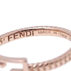 Pre Owned Fendi Rose Gold Tone Baguette Ring L