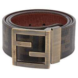 Pre Owned حزام فندي كانفاس زوكا بني إبزيم أف أف 85 سم