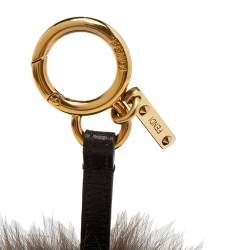 Pre Owned Fendi Brown Fox Fur Pom Pom Bag Charm