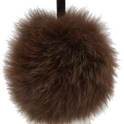 Pre Owned Fendi Brown Fox Fur Pom Pom Bag Charm