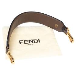 Pre Owned Fendi Tobacco Zucca Embossed Leather Mini Strap You Shoulder Bag Strap