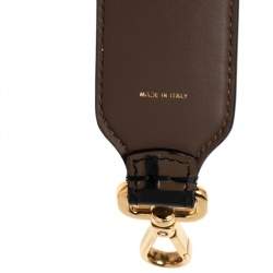 Pre Owned Fendi Tobacco Zucca Embossed Leather Mini Strap You Shoulder Bag Strap