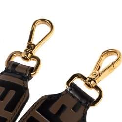 Pre Owned Fendi Tobacco Zucca Embossed Leather Mini Strap You Shoulder Bag Strap