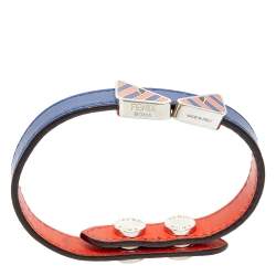 مملوكة مسبقًا Fendi Bicolor Leather Monster Eye Reversible Wrap Unisex Bracelet