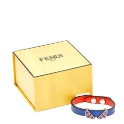 مملوكة مسبقًا Fendi Bicolor Leather Monster Eye Reversible Wrap Unisex Bracelet