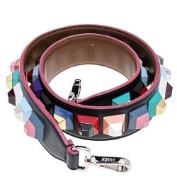 Pre Owned Fendi Multicolor Leather Studded Bag Strap