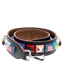 Pre Owned Fendi Multicolor Leather Studded Bag Strap