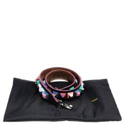 Pre Owned Fendi Multicolor Leather Studded Bag Strap