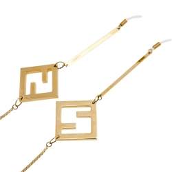 Pre Owned Fendi Gold Tone Logo Link Sunglass Chain