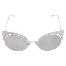 Fendi White Tone/ Silver Mirrored FF0177/S Cat-Eye Sunglasses
