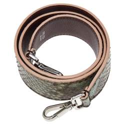 Pre Owned Fendi Green/Brown Python Leather Strap You Bag Shoulder Strap