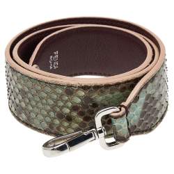 Pre Owned Fendi Green/Brown Python Leather Strap You Bag Shoulder Strap