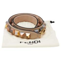Pre Owned Fendi Beige Leather Studded Strap You Shoulder Bag Strap