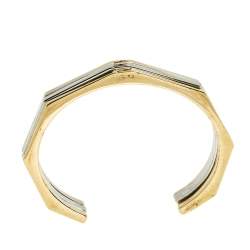 Pre Owned طقم ثلاثة أساور فندي باغت بطراز مفتوح ثنائي اللون مقاس كبير - لارج