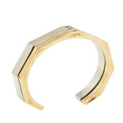 Pre Owned طقم ثلاثة أساور فندي باغت بطراز مفتوح ثنائي اللون مقاس كبير - لارج