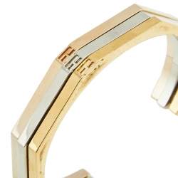 Pre Owned طقم ثلاثة أساور فندي باغت بطراز مفتوح ثنائي اللون مقاس كبير - لارج