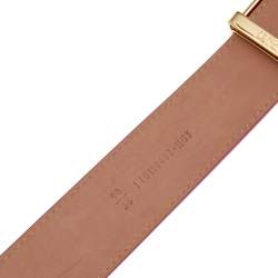 Pre Owned Fendi Pink Leather FF Logo Buckle Belt 90 CM