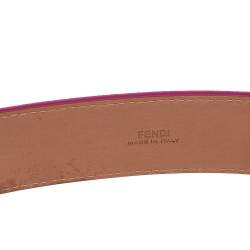 Pre Owned Fendi Pink Leather FF Logo Buckle Belt 90 CM