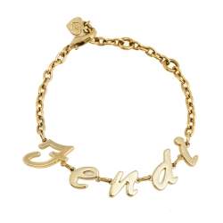 مملوكة مسبقًا Fendi Vintage Gold Tone Logo Bracelet