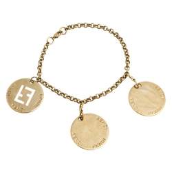 Fendi Gold Tone Crystal Numbers Identification Charm Bracelet