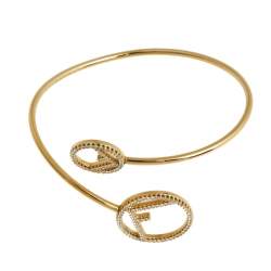 Pre Owned سوار فندي إف إز فندي بالشعار مزخرف كريستال مفتوح مقاس صغير - سمول