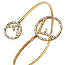 Pre Owned سوار فندي إف إز فندي بالشعار مزخرف كريستال مفتوح مقاس صغير - سمول