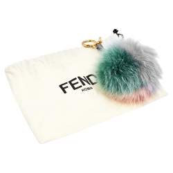 Pre Owned Fendi Three Tone Fox Fur Bag Charm