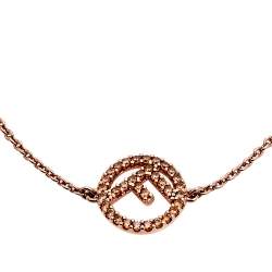 Pre Owned Fendi F is Fendi Crystal Rose Gold Tone Station Necklace