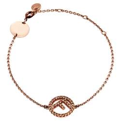 Pre Owned Fendi F is Fendi Crystal Rose Gold Tone Station Necklace