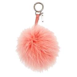 Pre Owned Fendi Pink Fox Fur Pom Pom Bag Charm