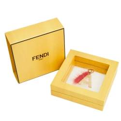 Pre Owned Fendi ABClick Letter A Gold Tone & Mink Fur Charm