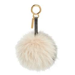 Pre Owned Fendi Monochrome Fox Fur Pom Pom Bag Charm